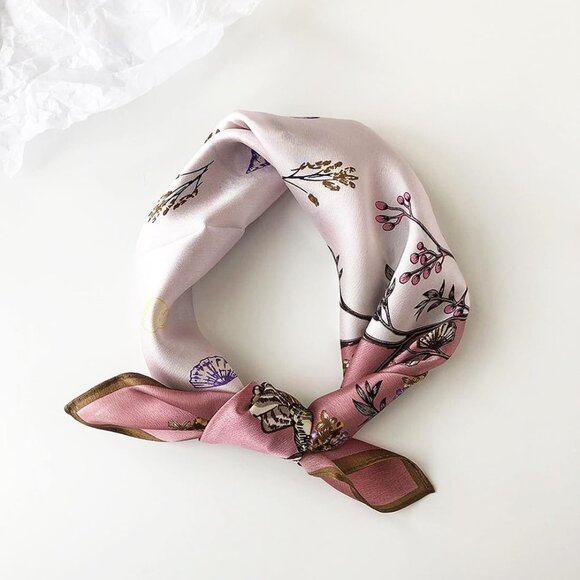 Mulberry Silk Neck Scarf Small Square 21x21in Light Breathable Hair Accessory - Picture 8 of 9